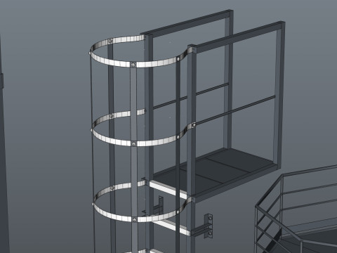 工業用階段とプラットフォーム 3Dモデル