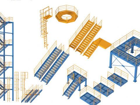 Industrietreppen und Plattformen 3D Modell