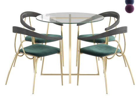 Vanessa Black Dining Chair and Table Model 3D