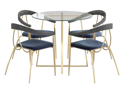 Vanessa Black Dining Chair and Table 3D Модель