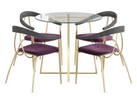 Vanessa Black Dining Chair and Table 3D Модель