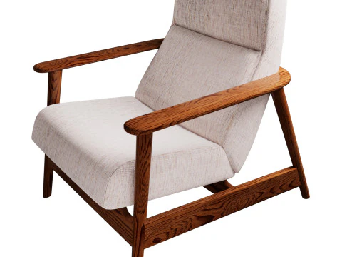 West-Elm-Mid-Century-Show-Wood-High-Back-Chair 3D Model