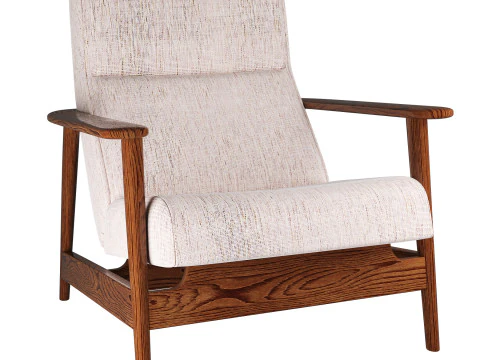 West-Elm-Mid-Century-Show-Wood-High-Back-Chair 3D Model