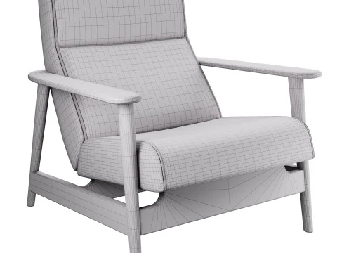 West-Elm-Mid-Century-Show-Wood-High-Back-Chair 3D Model