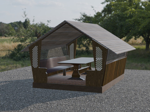 WOODEN GAZEBO Model 3D