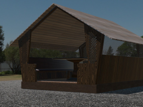 WOODEN GAZEBO Model 3D