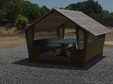 WOODEN GAZEBO Model 3D