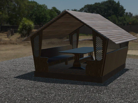 WOODEN GAZEBO 3D Model
