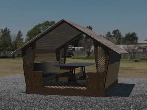 WOODEN GAZEBO Model 3D