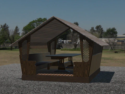 WOODEN GAZEBO 3D Model