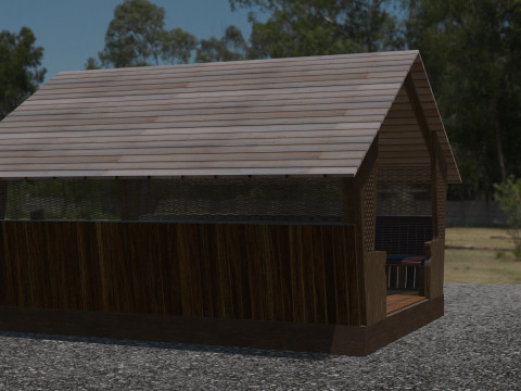 WOODEN GAZEBO Model 3D