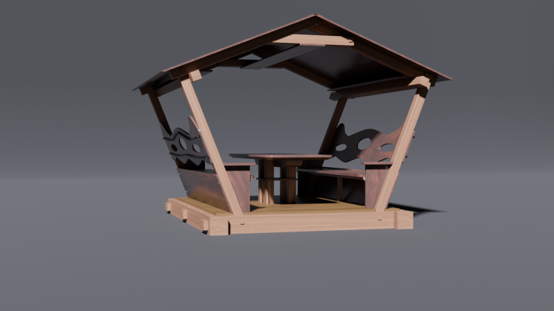 WOODEN GAZEBO 3D मॉडल .c4d .max .obj .3ds .fbx .stl .blend 