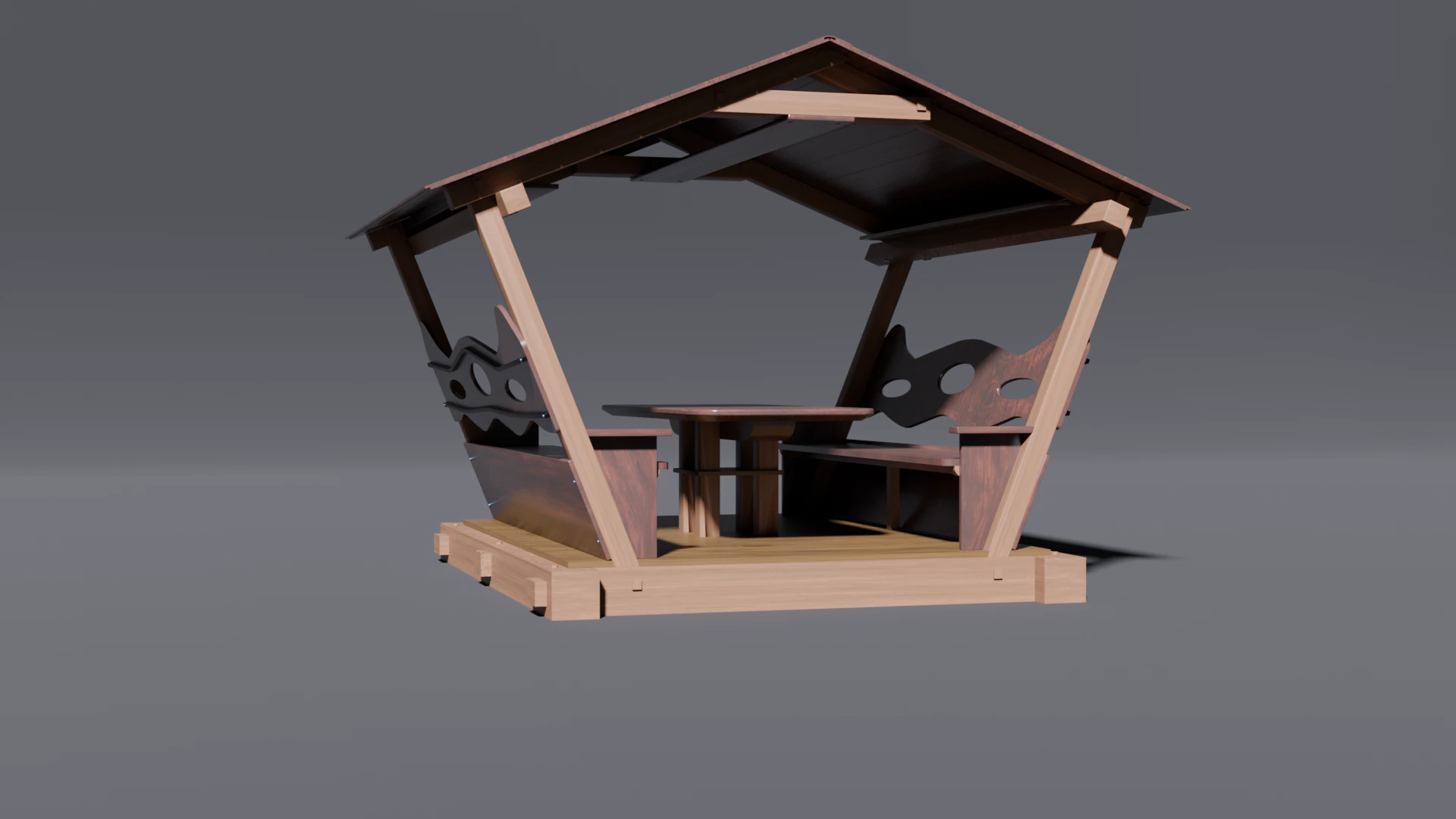 WOODEN GAZEBO 3D Model .c4d .max .obj .3ds .fbx .stl .blend 