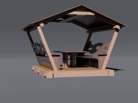 WOODEN GAZEBO 3D Model