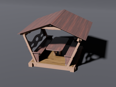 WOODEN GAZEBO 3D मॉडल