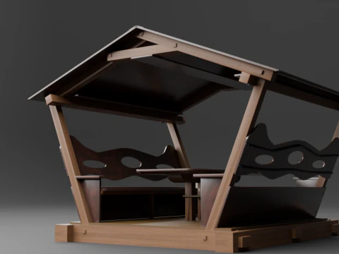 WOODEN GAZEBO 3D Model