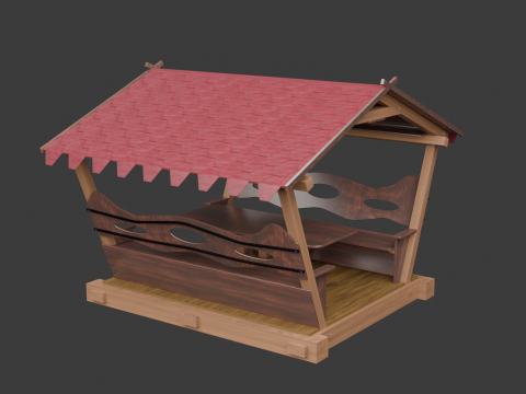WOODEN GAZEBO 3D मॉडल