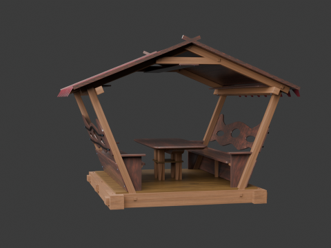 WOODEN GAZEBO 3D मॉडल