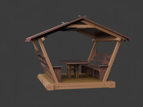 WOODEN GAZEBO 3D Model
