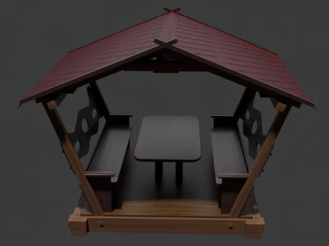 WOODEN GAZEBO 3D Model