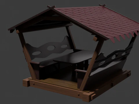 WOODEN GAZEBO 3D Model