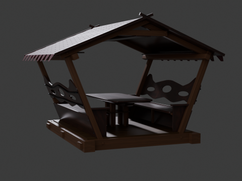 WOODEN GAZEBO 3D मॉडल