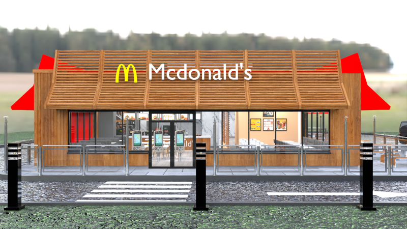 McDonald Restaurant High-Quality Modelo 3D .c4d .max .obj .3ds .fbx .stl .blend