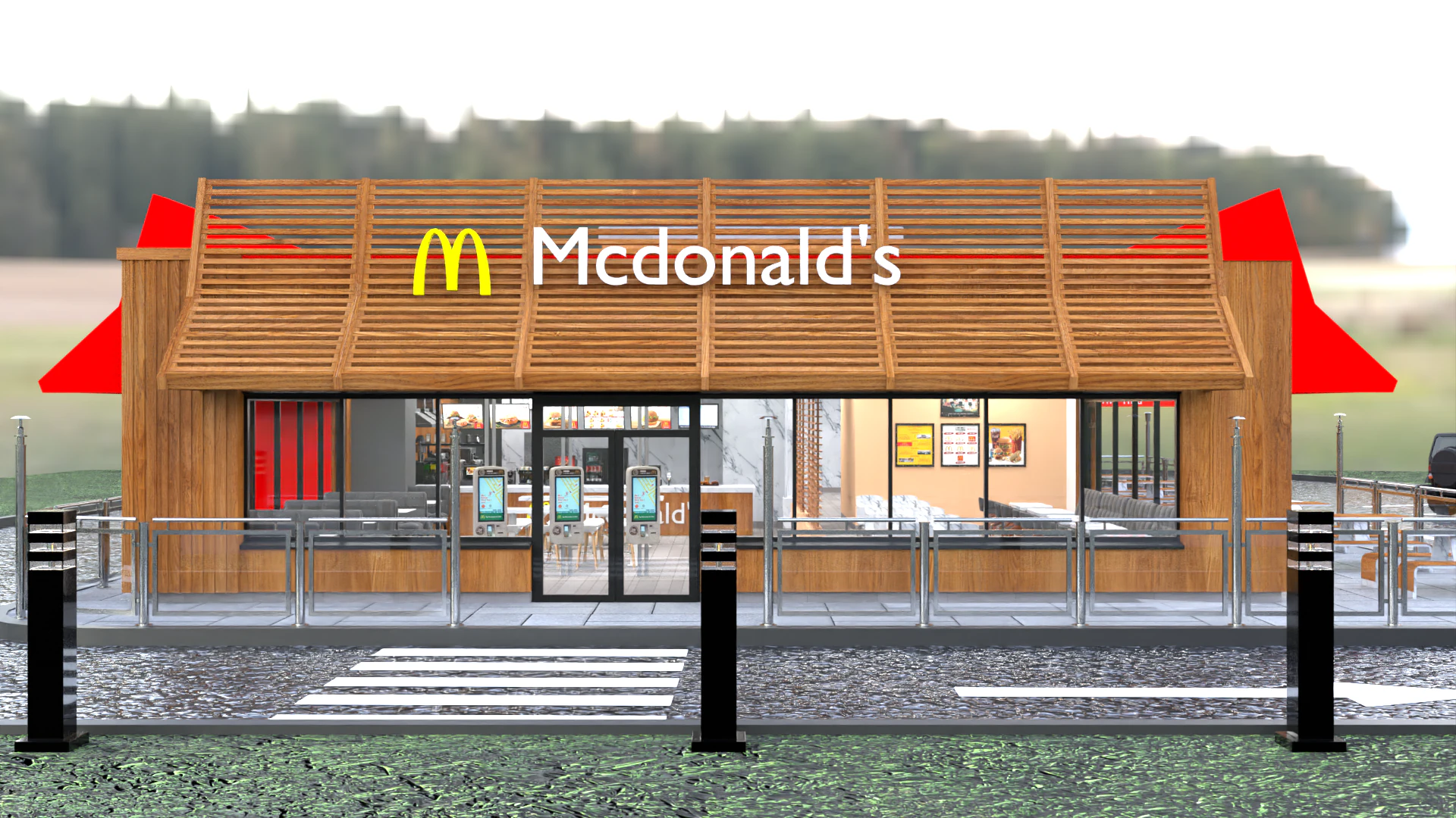 McDonald Restaurant High-Quality 3D Model .c4d .max .obj .3ds .fbx .stl .blend 