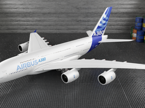 Airbus A380 Ultra Realistic Exterior Full Interior Cabin Cockpit Model 3D