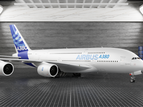 Airbus A380 Ultra Realistic Exterior Full Interior Cabin Cockpit 3D Модель