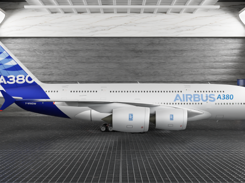 Airbus A380 Ultra Realistic Exterior Full Interior Cabin Cockpit 3D Модель