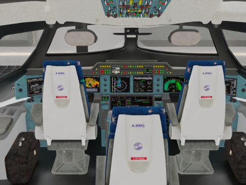 Airbus A380 Ultra Realistic Exterior Full Interior Cabin Cockpit 3D Модель