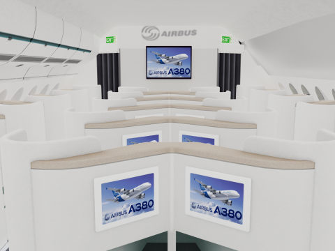 Airbus A380 Ultra Realistic Exterior Full Interior Cabin Cockpit 3D Модель