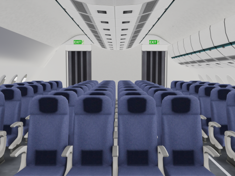 Airbus A380 Ultra Realistic Exterior Full Interior Cabin Cockpit 3D Модель