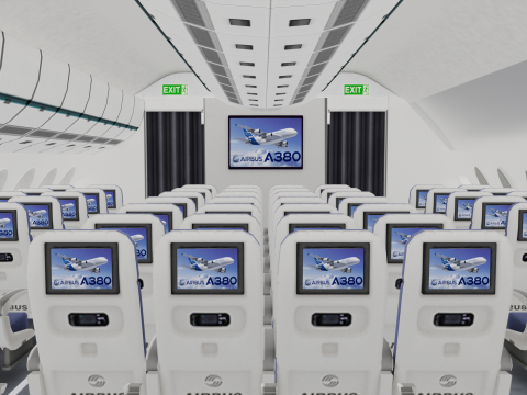 Airbus A380 Ultra Realistic Exterior Full Interior Cabin Cockpit 3D Модель