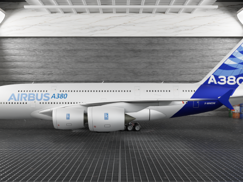 Airbus A380 Ultra Realistic Exterior Full Interior Cabin Cockpit 3D Модель