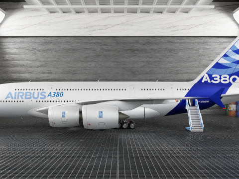 Airbus A380 Ultra Realistic Exterior Full Interior Cabin Cockpit 3D Модель