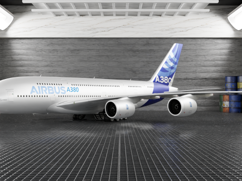 Airbus A380 Ultra Realistic Exterior Full Interior Cabin Cockpit 3D Модель