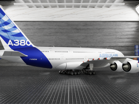 Airbus A380 Ultra Realistic Exterior Full Interior Cabin Cockpit 3D Модель