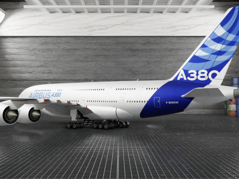 Airbus A380 Ultra Realistic Exterior Full Interior Cabin Cockpit 3D Модель