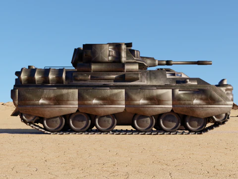 Sci-Fi Battle Tank High-Detail Game-Ready 3D Model