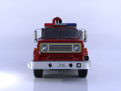 Vintage Fire Truck High Detail 3D Model