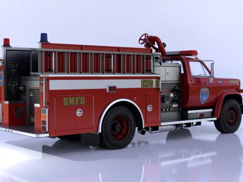 Vintage Fire Truck High Detail 3D Model