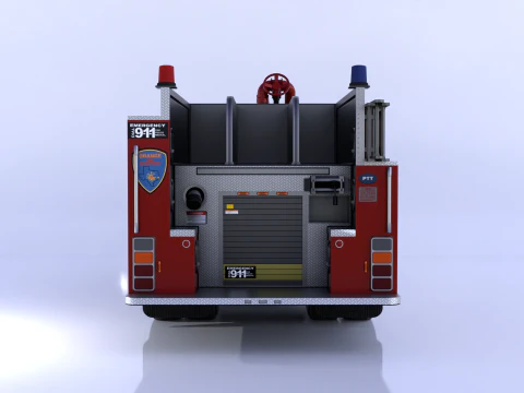 Vintage Fire Truck High Detail 3D Model