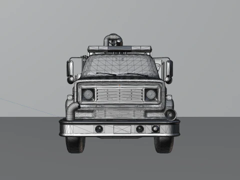 Vintage Fire Truck High Detail 3D Model