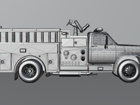 Vintage Fire Truck High Detail 3D Модель