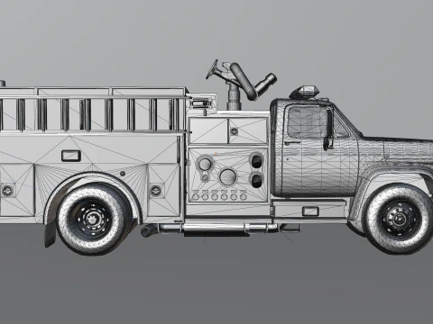 Vintage Fire Truck High Detail 3D Model