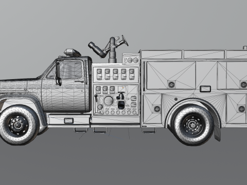 Vintage Fire Truck High Detail 3D Модель