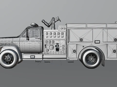 Vintage Fire Truck High Detail 3D Model