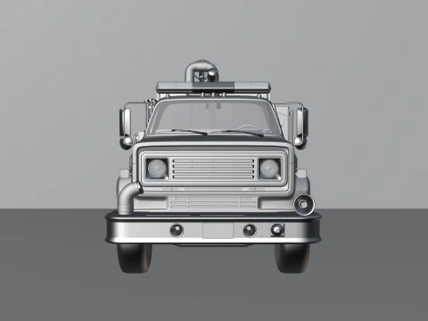Vintage Fire Truck High Detail 3D Model